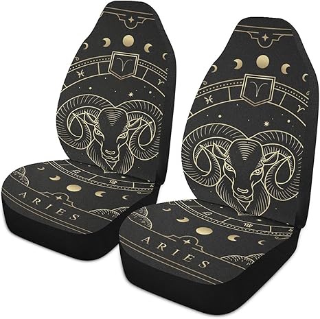 Zodiac-constellation-aries1 Front Car Seat Covers Set of 2, Bucket Seats Protector Decor Fit Most Vehicle, Cars, Sedan, Truck, SUV, Van