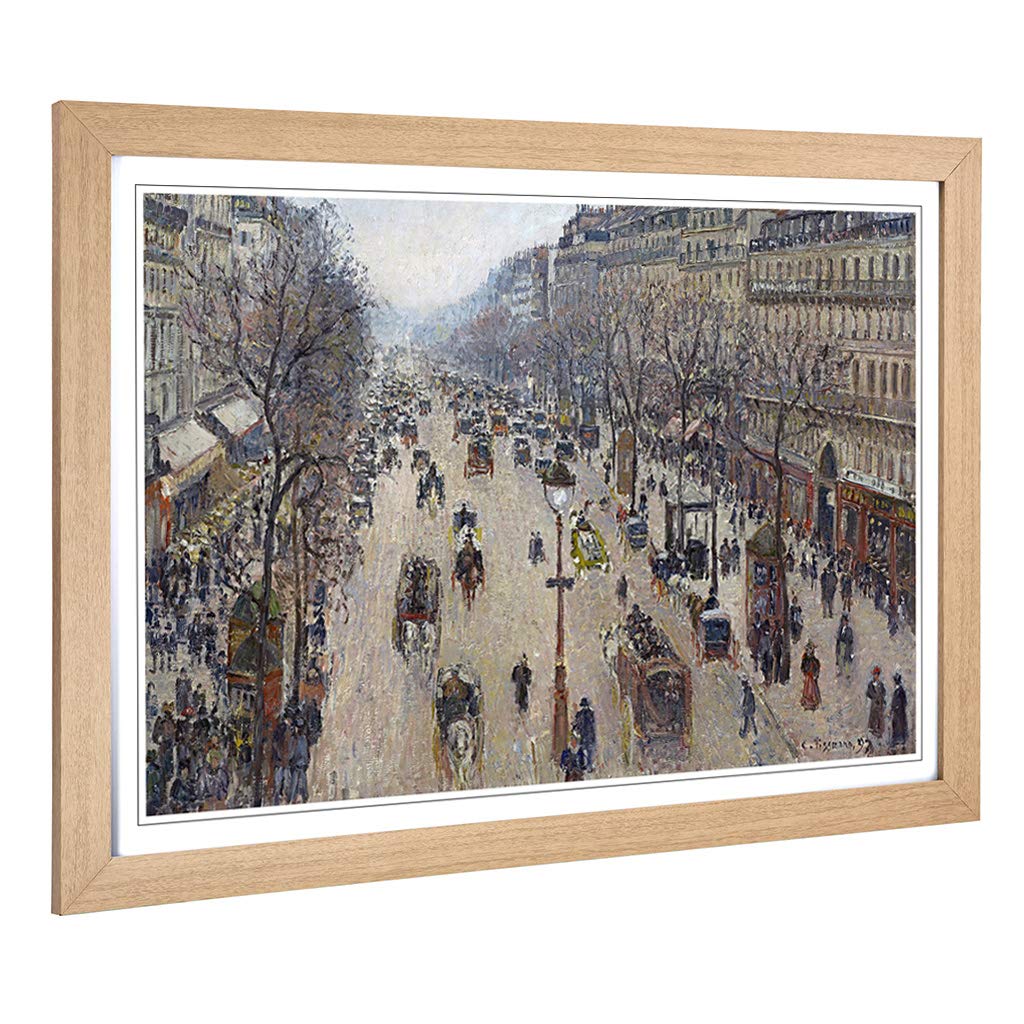 Big Box Art Framed Print of Camille Pissaro Boulevard Montmarte Design | Wall Art Picture | Home Decor for Kitchen, Living Room, Bedroom, Hallway, Oak, A2 / 24.5x18 Inch / 62x45cm