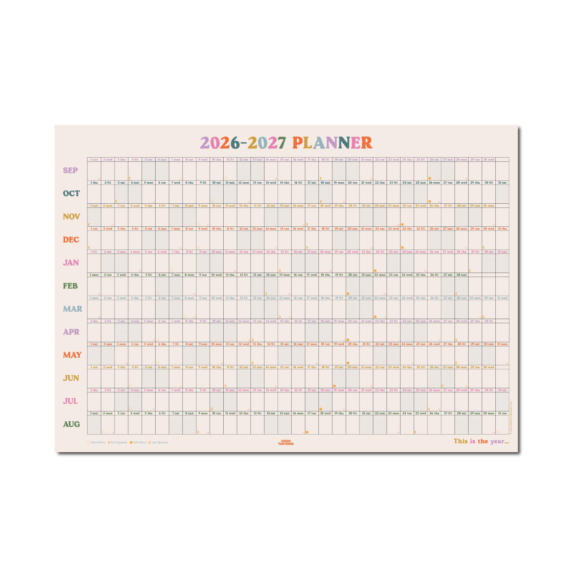 Good Tuesday 2026-2027 Academic Year Wall Planner | This is The Year Landscape