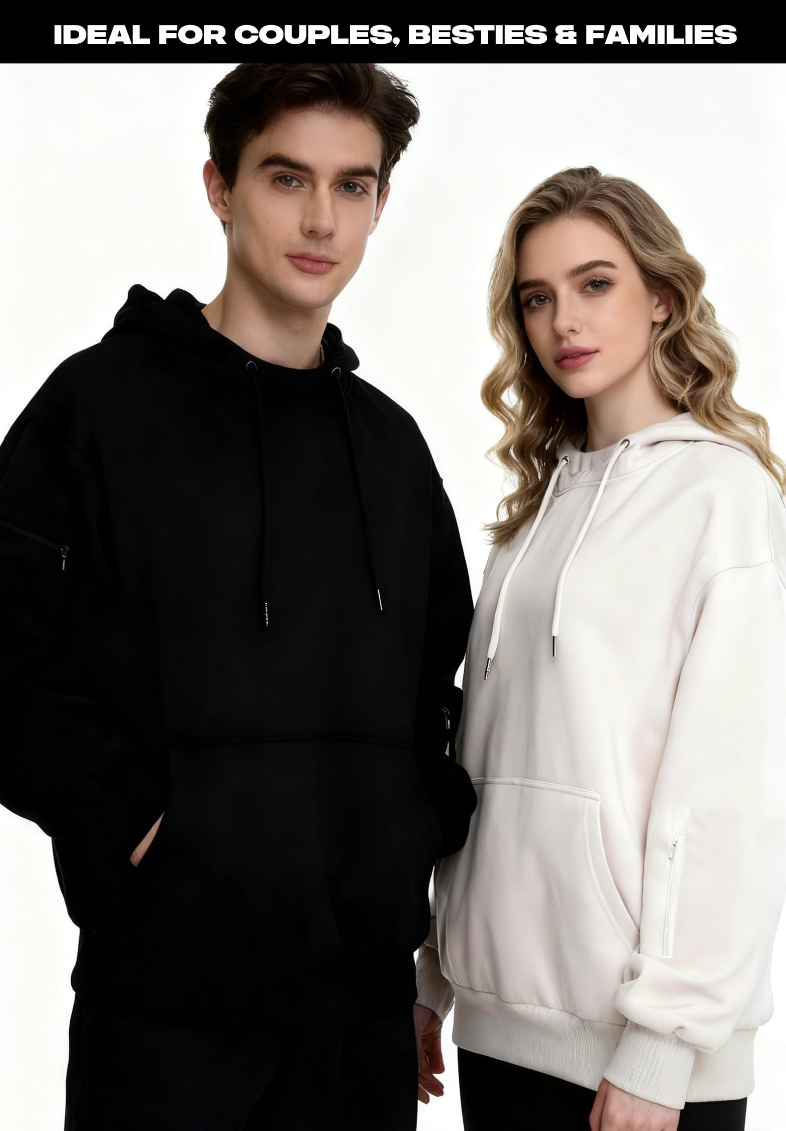 Felpa Donna Uomo Mascherina Cappuccio Pile Hoodies Invernale | Confortevole Felpe Viaggio Aeroporto Oversize Tasche Multiple con Zip Hoodie Unisex Sweatshirt Calda Autunno Moda