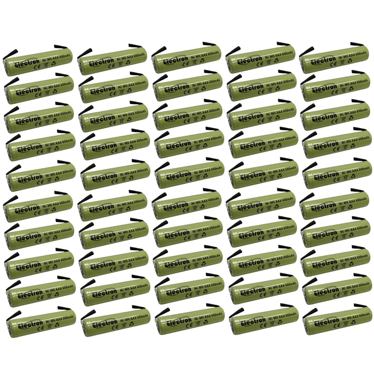 50x Batteria ricaricabile Ni-Mh ministilo mini stilo AAA 1,2V 600mAh con linguette lamelle terminali a saldare per pacco pacchi batteria