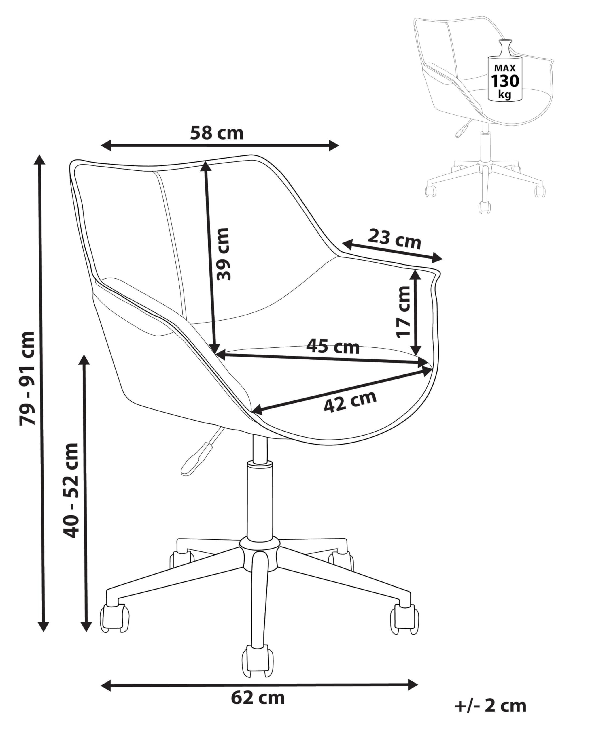 Beliani Élégant Fauteuil de Bureau Pivotant à Hauteur Réglable en Cuir PU Marron Newdale