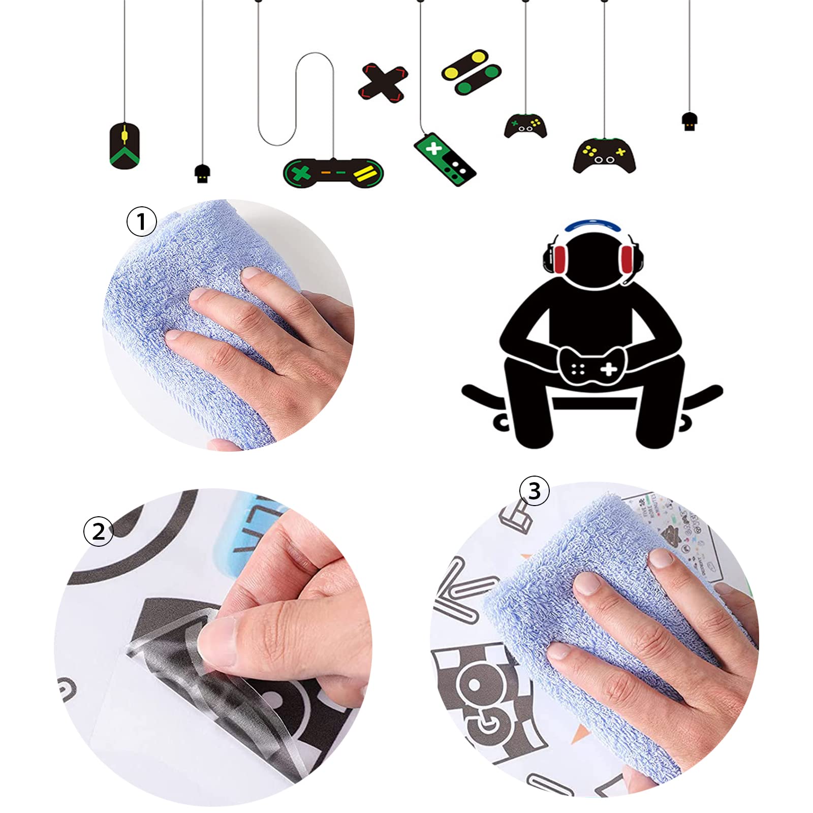 Juego De Pegatinas De Pared, Pegatinas de Pared de Controlador de Jugador Wall Stickers for Kids Decoracion, 13.7 * 9.8in, Décoration DIY pour Salon, Salle de Jeux, Mur, Porte Vitrée