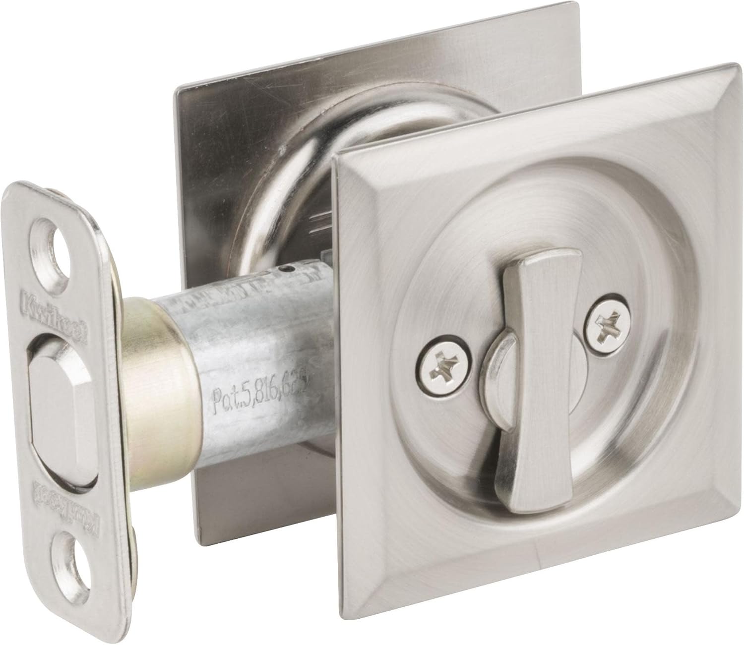Kwikset 335SQT-15 Square Privacy Pocket Door Lock Satin Nickel Finish