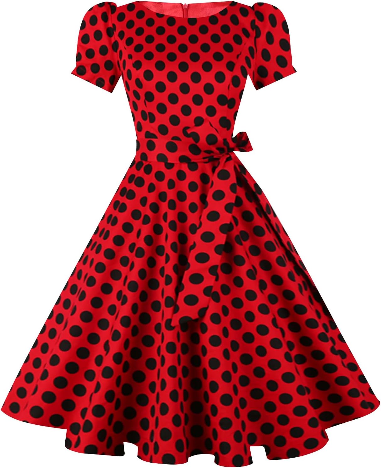 tagunop Women's Boatneck Vintage 1950s Cocktail Party Dress with Puff Sleeves