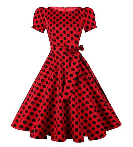 tagunop Women's Boatneck Vintage 1950s Cocktail Party Dress with Puff