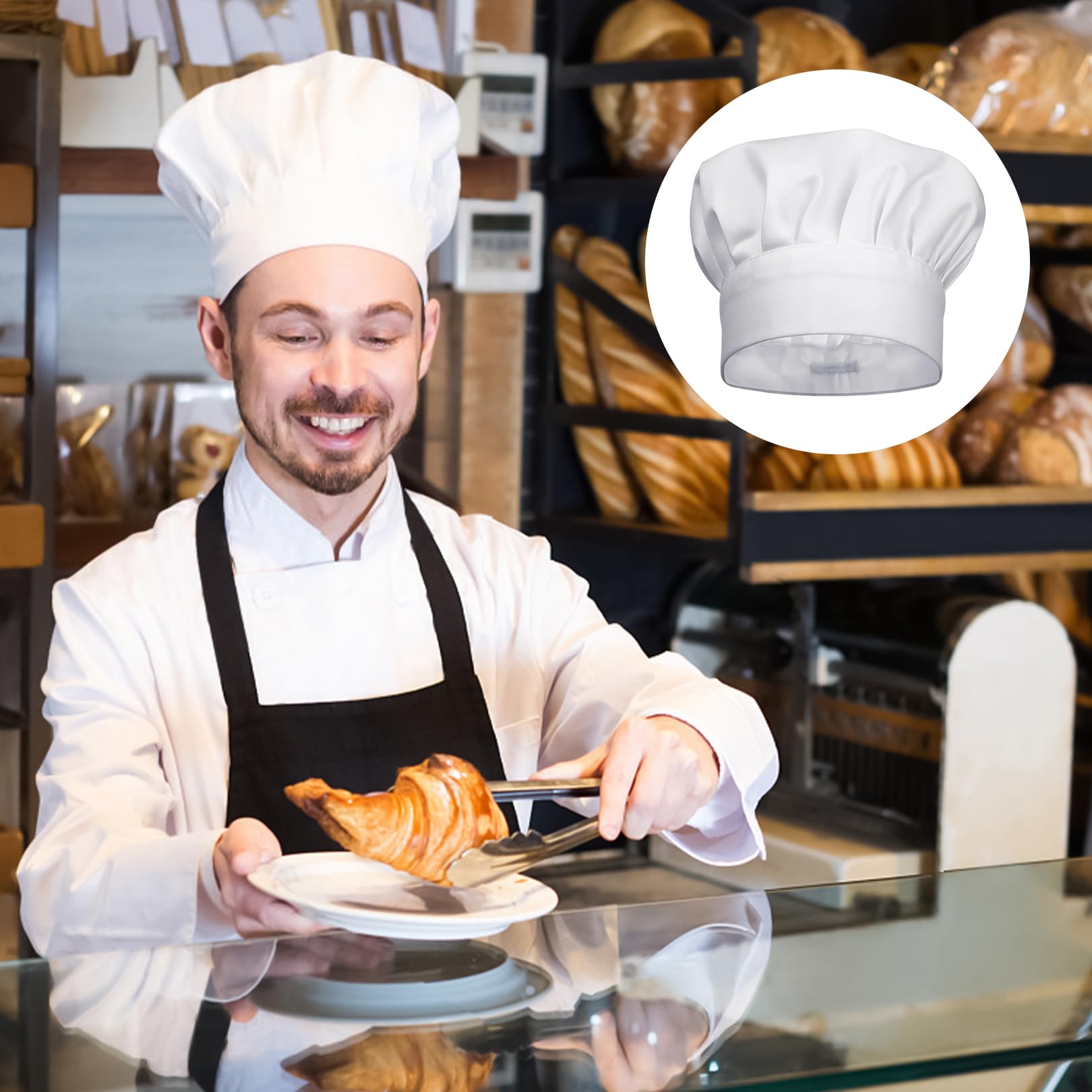Kochmütze Herren,Unisex Kochmütze Kostüm Kochhaube,Verstellbar Kochhut Baumwolle kochmütze Damen Chef Hat