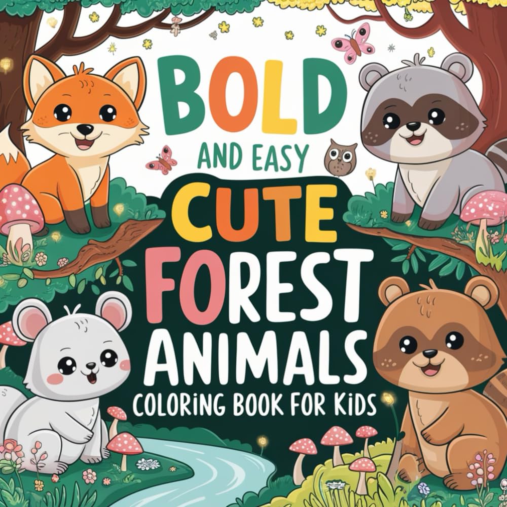 Bold & Easy Cute Forest Animals: A Simple and Fun Coloring Book with Adorable Woodland Creatures for Kids, Teens and Adults – Big Lines, Easy Designs, ... & Relaxation (Bold & Easy Coloring Series)