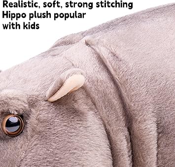 FRANKIEZHOU Lifelike Hippo Stuffed Animal- Grey 16,Simulation Soft Gifts,Girl Toys,Gifts for Kids