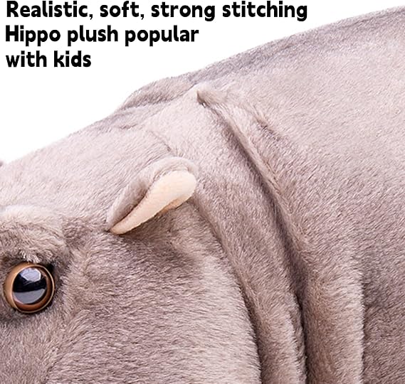 FRANKIEZHOU Lifelike Hippo Stuffed Animal- Grey 16,Simulation Soft Gifts,Girl Toys,Gifts for Kids
