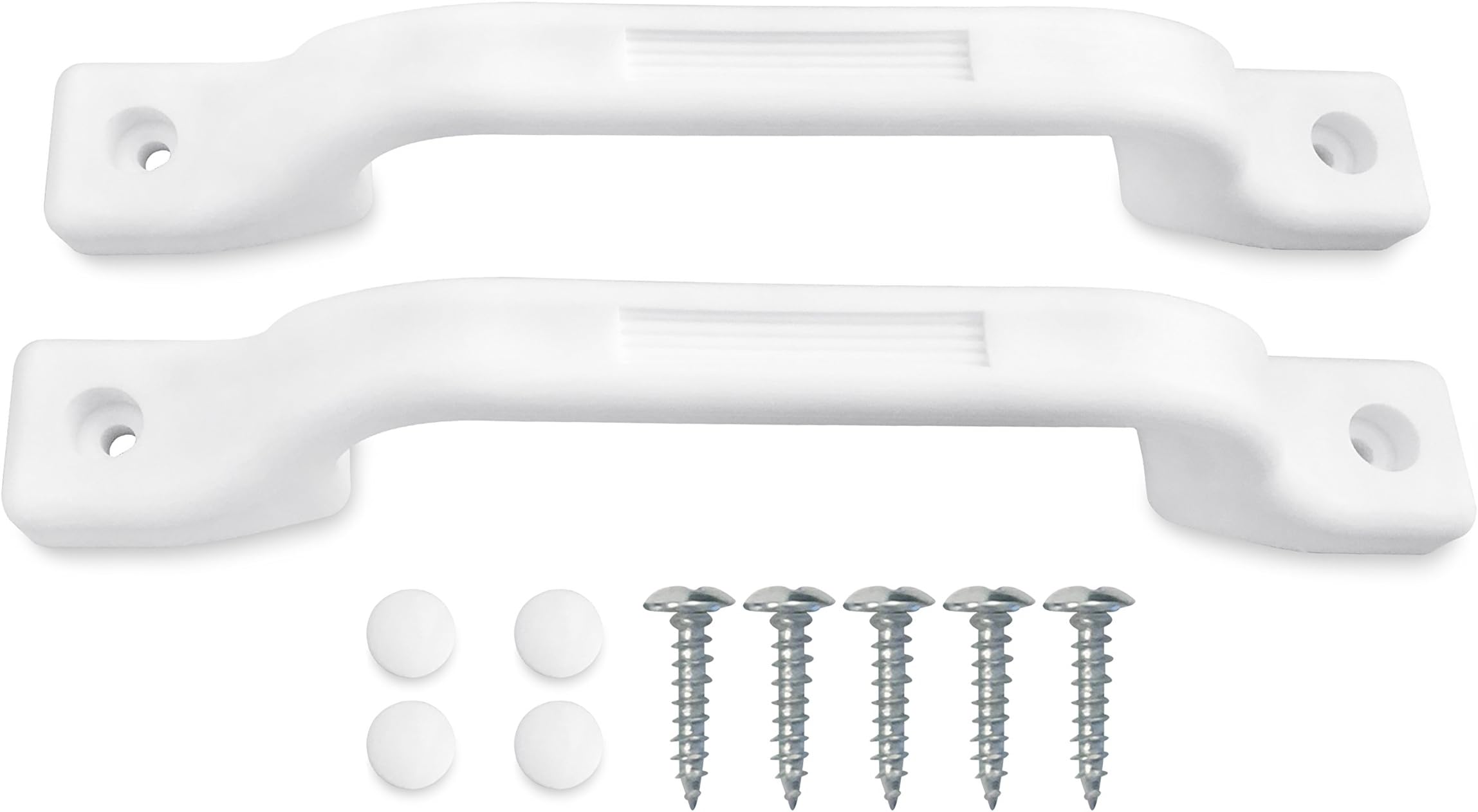 RV Grab Handle - White Sturdy 2-Pack Plastic Handles with Mounting Hardware, Ideal RV Handrail for Campers, Adults, and Elderly Safety