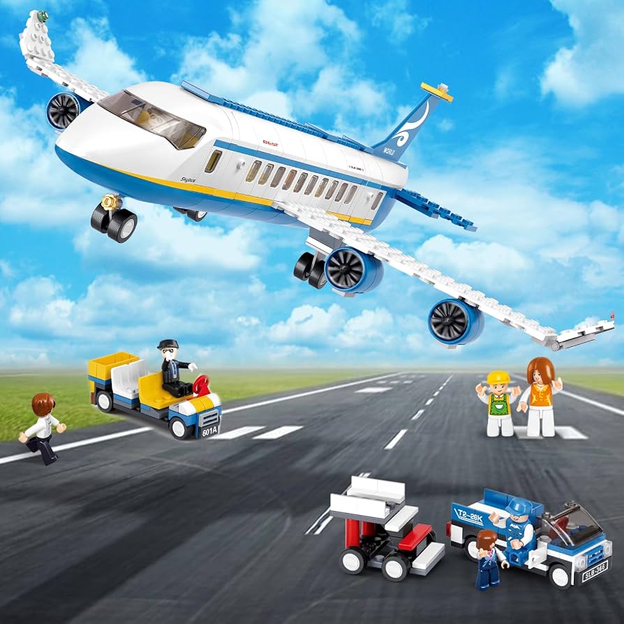 Amazon.co.jp: BrickTribe City 旅客機組み立てセット 空港飛行機