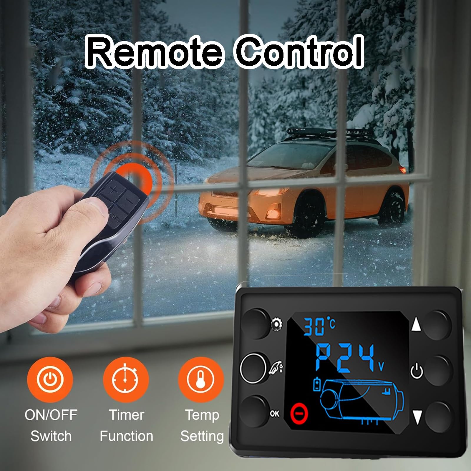 Riscaldatore diesel 5KW 12V/24V, riscaldatore di parcheggio con telecomando e display LCD, riscaldatore d'aria riscaldamento rapido con silenziatore per camper, camion, barca, autobus, auto, rimorch
