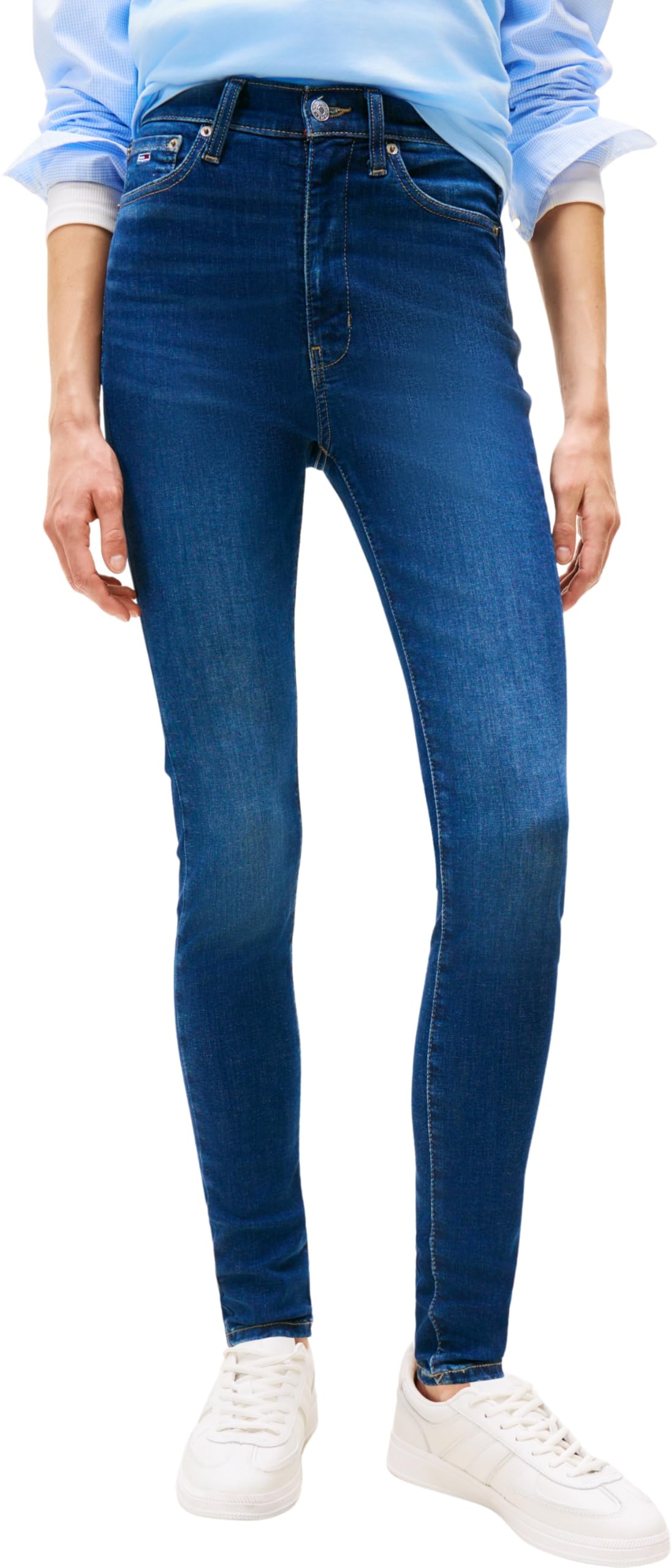 Tommy Jeans High Rise Skinny Jean, Blue, Size 34, Inside Leg 32, Women
