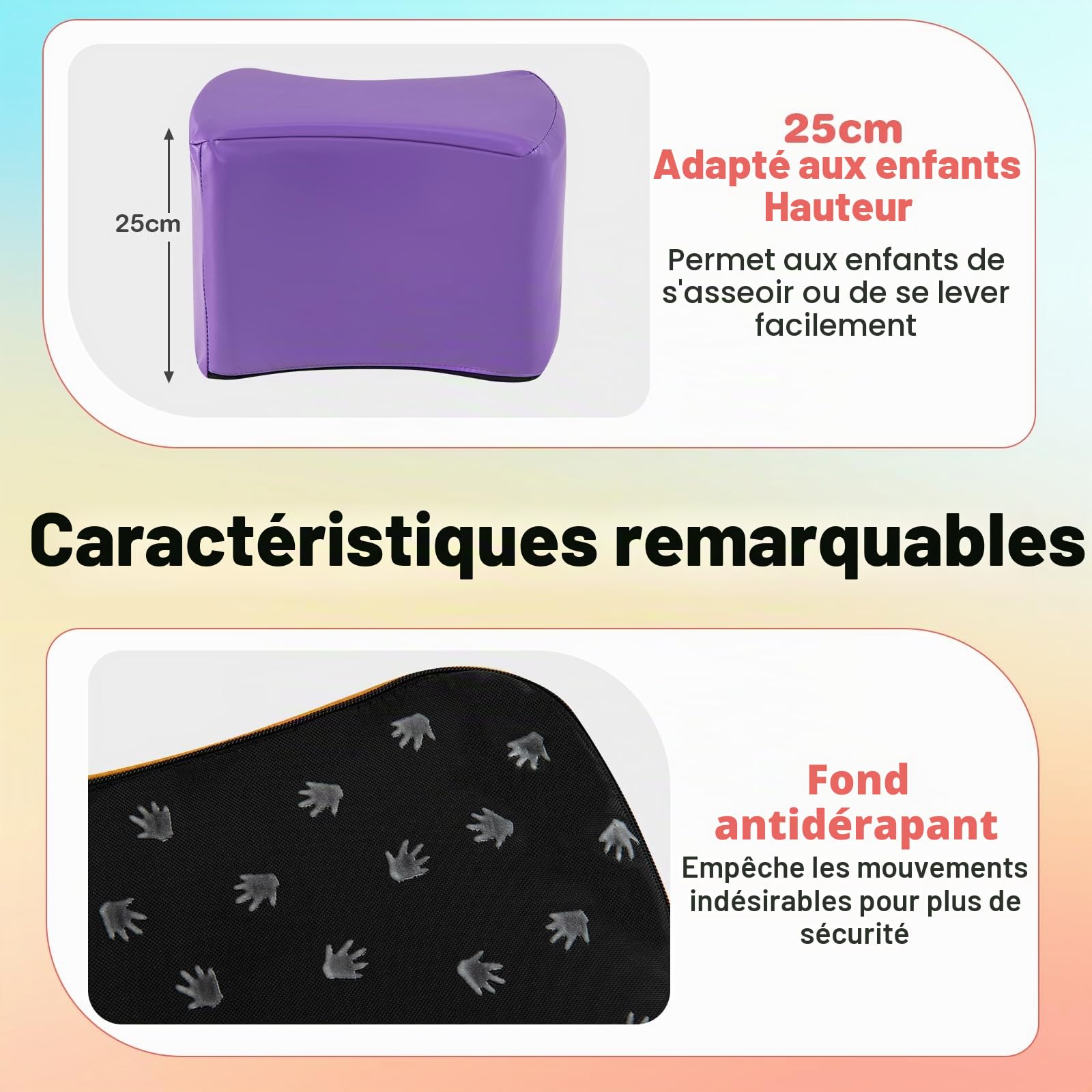 LIFEZEAL Lot de 6 chaises empilables pour enfants, tabouret modulaire, forme de papillon, antidérapant, cubes, construction douce, rembourrée en mousse élastique, doublure amovible, chambre d'enfant
