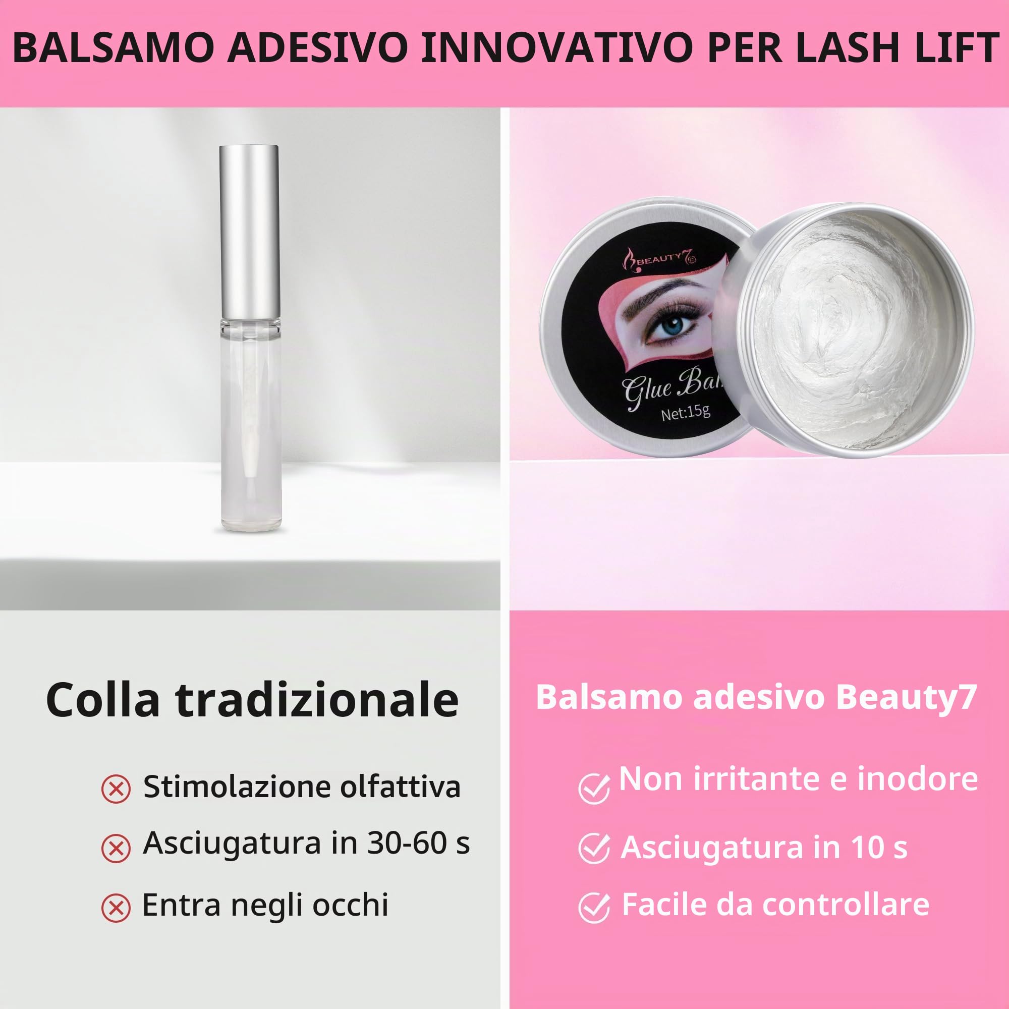 Lash Lift Glue Balm, Colla per Lifting Ciglia Semi Permanente per Laminazione Sopracciglia, Colla Lifting Professionale Aggiornato e Asciugatura Rapida, con Mini Spazzola - 15 g