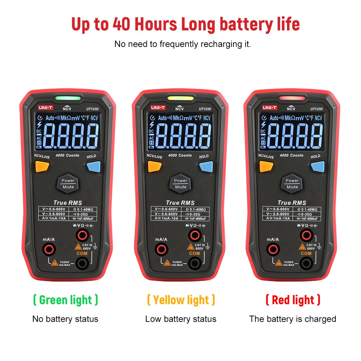 UNI-T Digital Smart Multimeter UT123D True RMS EBTN Display DC AC Voltage Current Tester Capacitance Meter Measuring Instruments