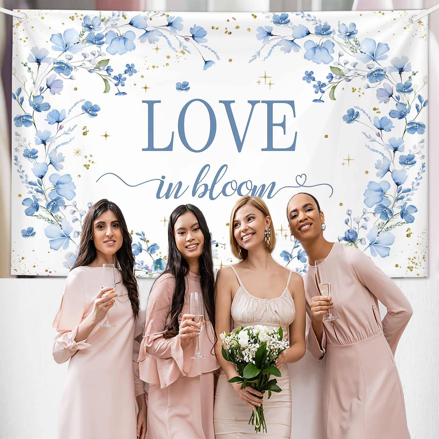 Amazon.com : MEHOFOND 8x6ft Love in Bloom Bridal Shower Decorations  Backdrop, Blue Floral Wedding Shower Background, Engagement Wedding  Bachelorette Party Decor Supplies Photo Booth Props : Electronics