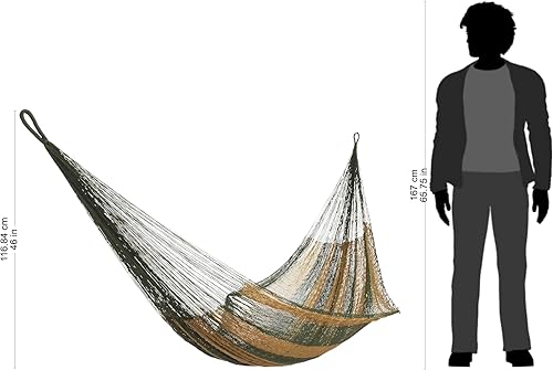 Miniatura 5 de NOVICA Earthtone - Hamaca maya de nailon tejida a mano con cuerda para 1 persona, color verde oliva, marrón, con accesorios para colgar, montaña
