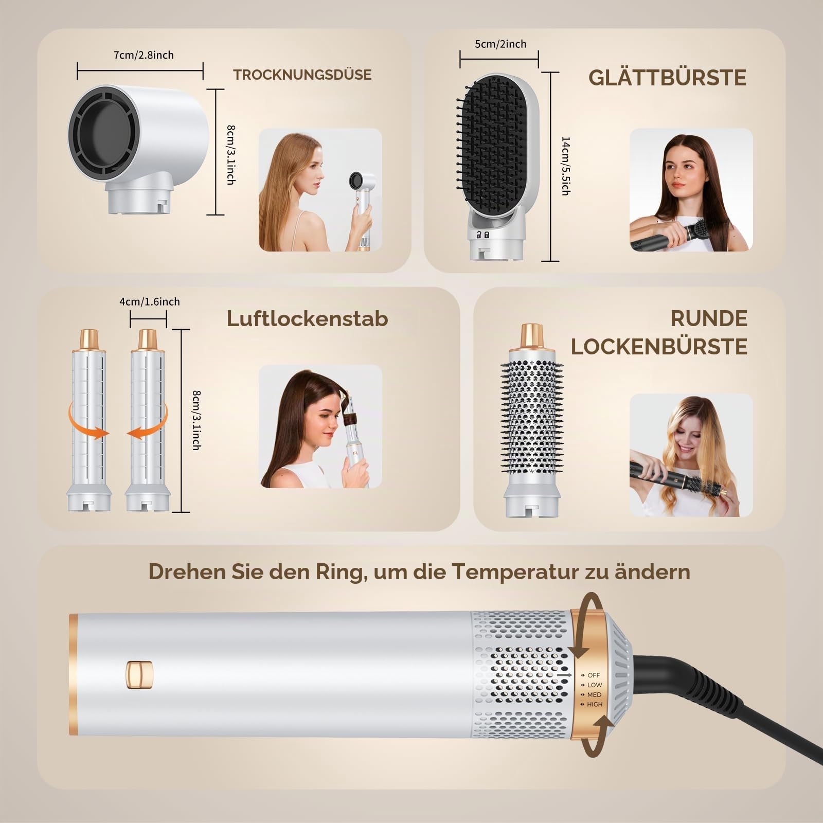 UMIGA Airstyler 5 in 1 Hairstyler mit Air Lockenstab Föhn Set