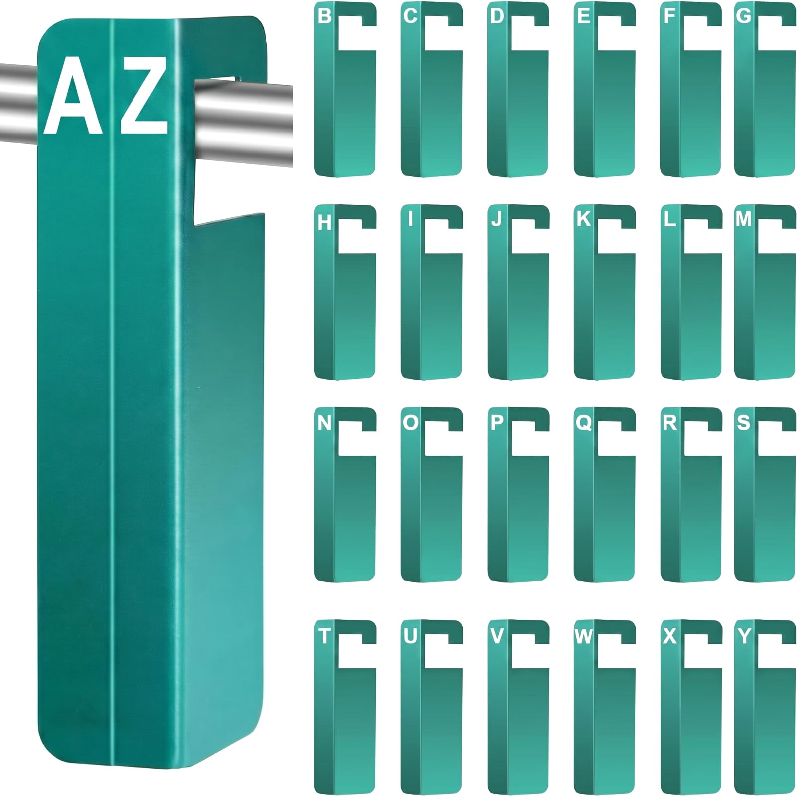 Sayglossy 25 separadores colgantes de pestañas de indexación con letras de 6 x 1.7 pulgadas, pestañas alfabéticas para colgar, separadores alfabéticos, separadores de plástico con gancho para colgar