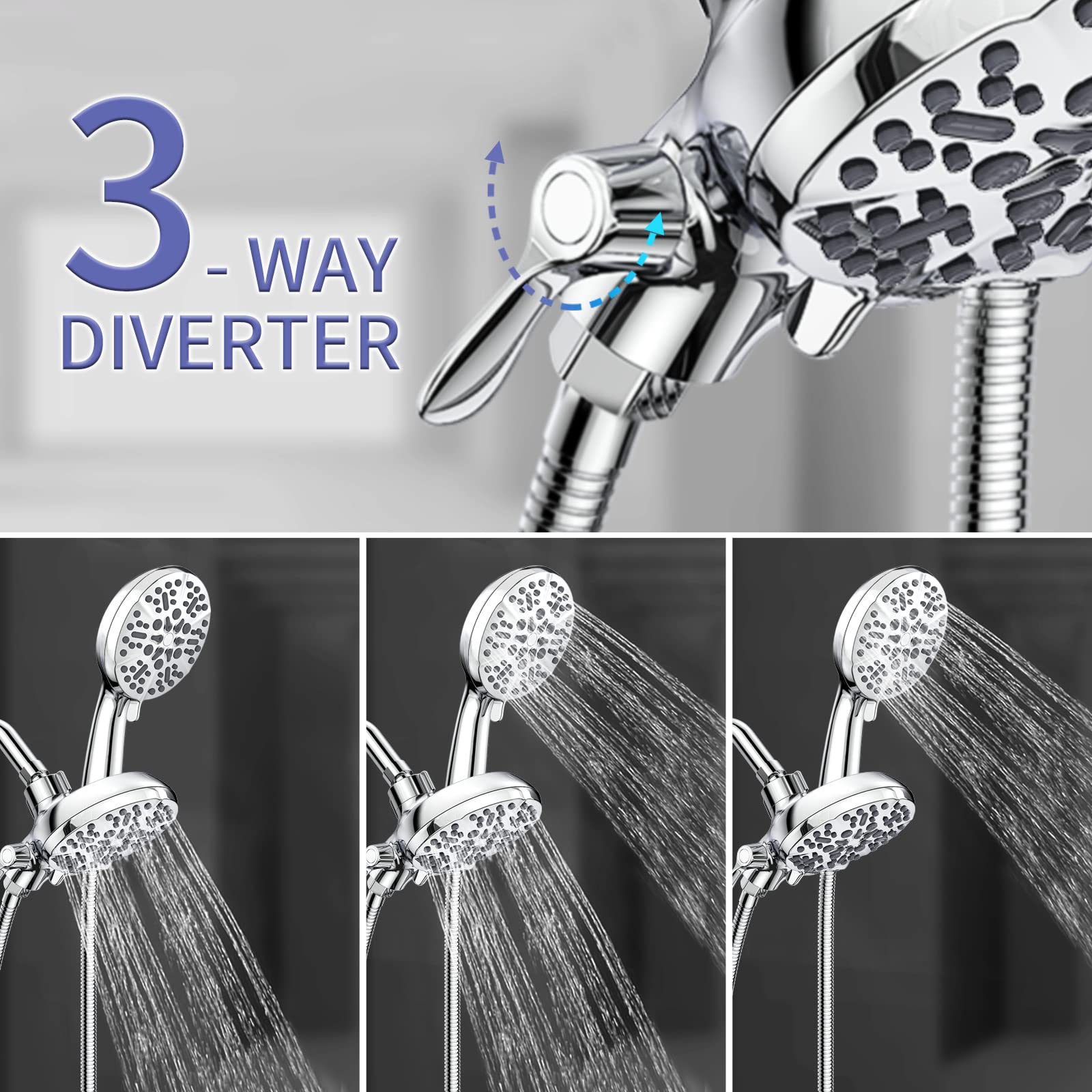 Astomi 63Setting Dual Shower Head Faucet Set, 2 in 1 High Pressure