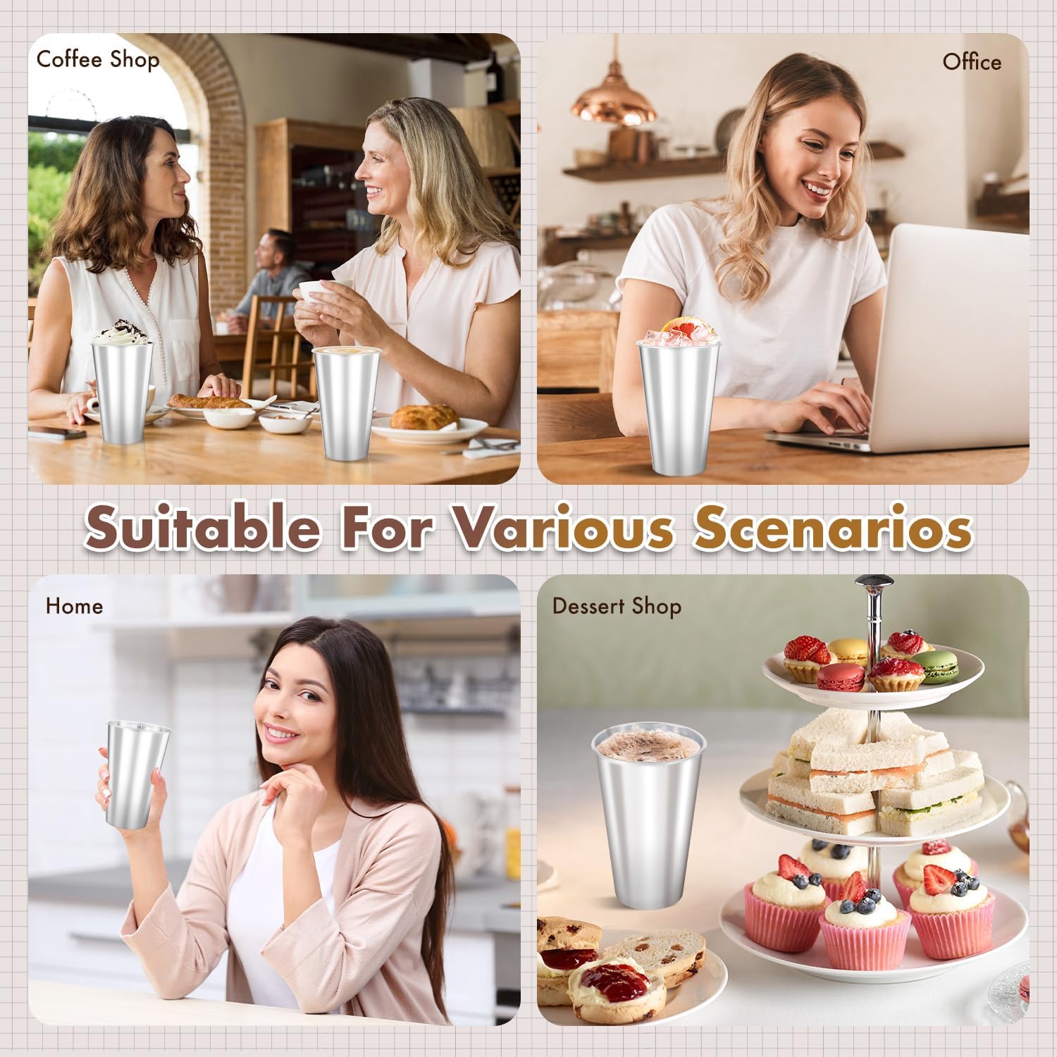 Disposable Plastic Cups 50 Pcs 16oz Silver Drinking Cup. These Disposable Cups for Both Hot and Cold Drinks, Including Coffee and Cocktails. Ideal for Weddings, Birthdays, Parties, and Picnics - Image 7