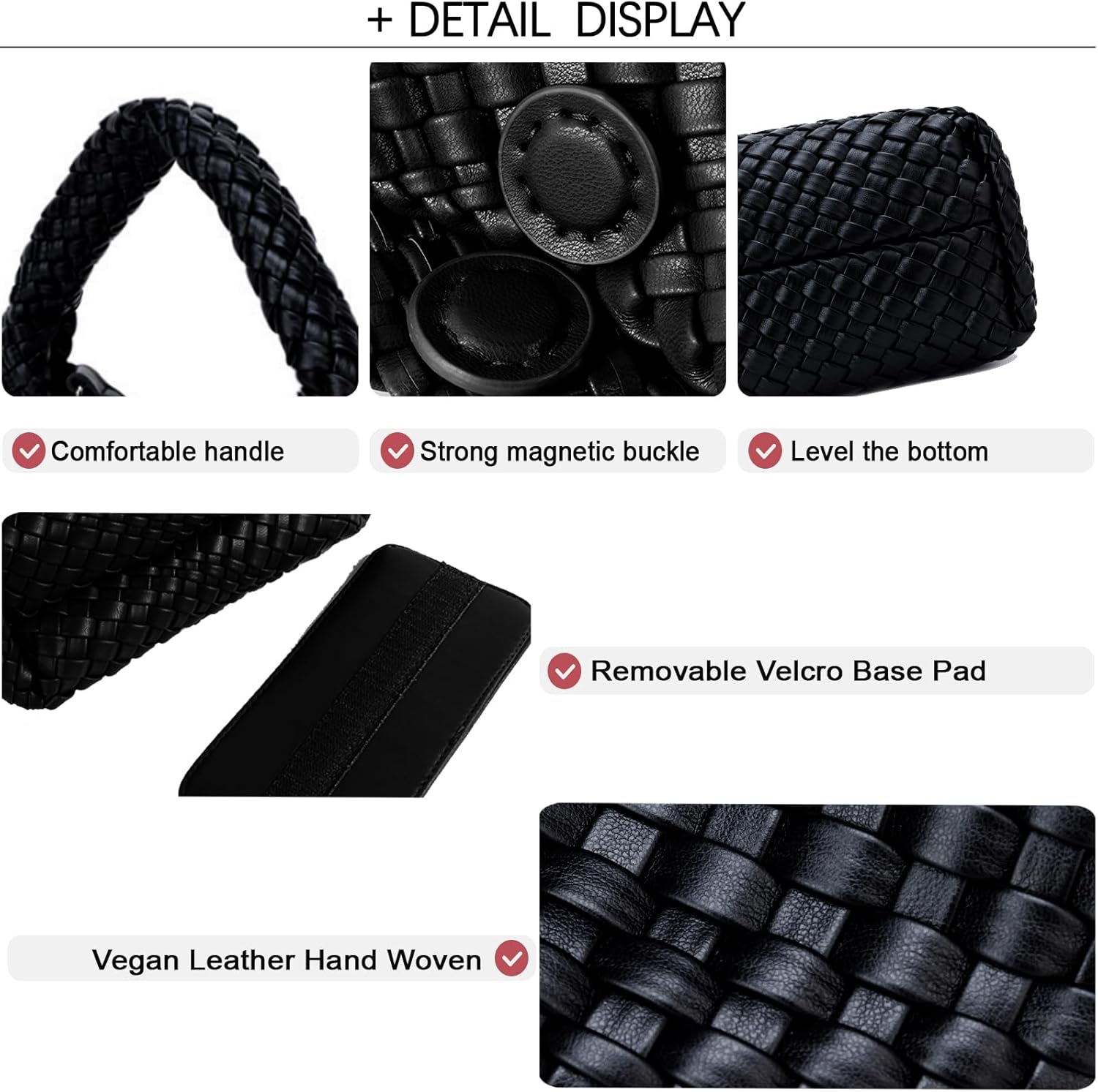 JINMANXUE Small Woven Bag for Women Cute Hobo Tote Handbag Mini Clutch Purse Vegan Leather Crossbody Shoulder Handmade Bags - Image 5