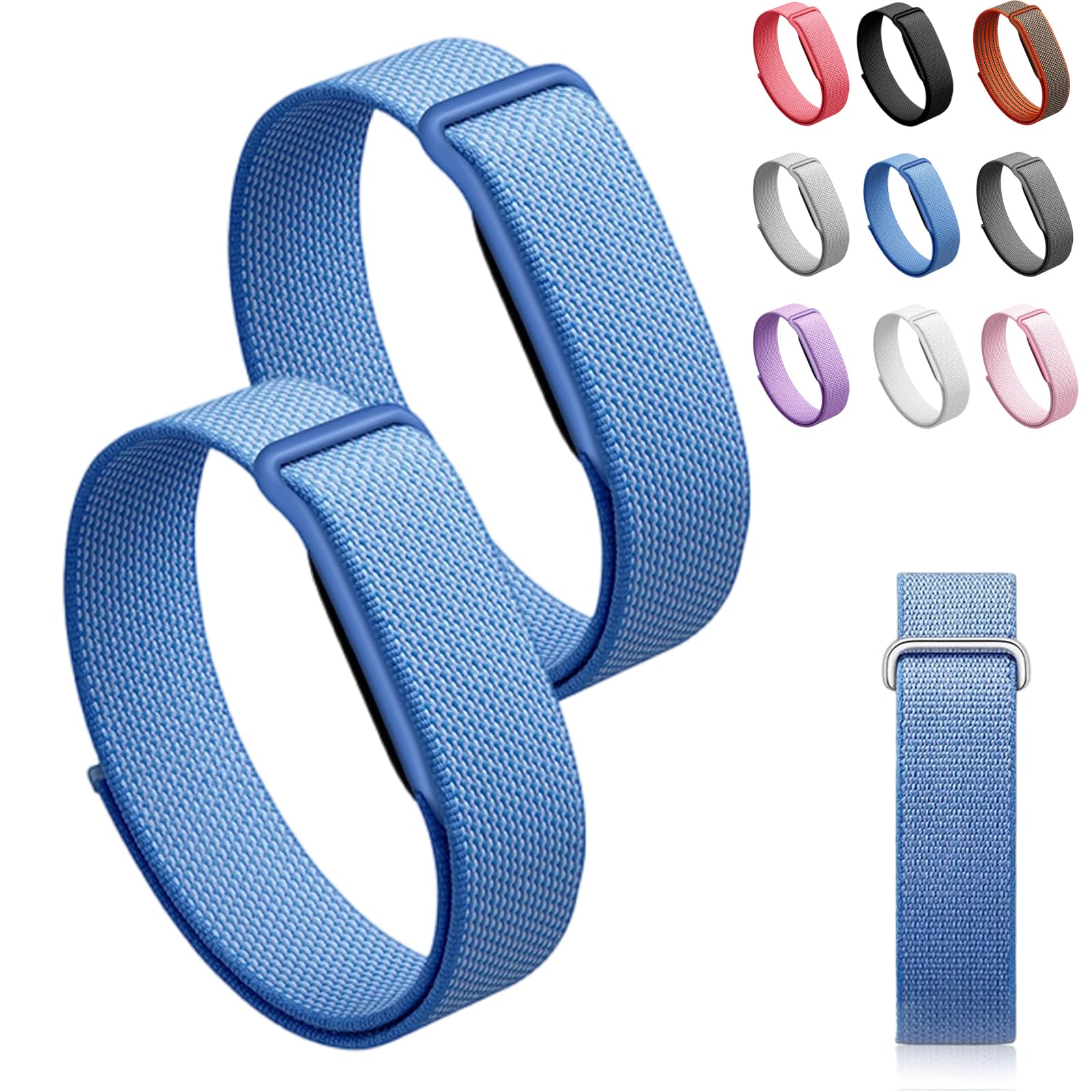 Siebkorb for Google Fitbit Air Nylon Band,Hook and Loop Strap Replacement,Breathable Sport Loop,Adjustable Woven Wristband for Fitbit Air Screenless Fitness Tracker,Non-Original (2, Nylon-Blue)