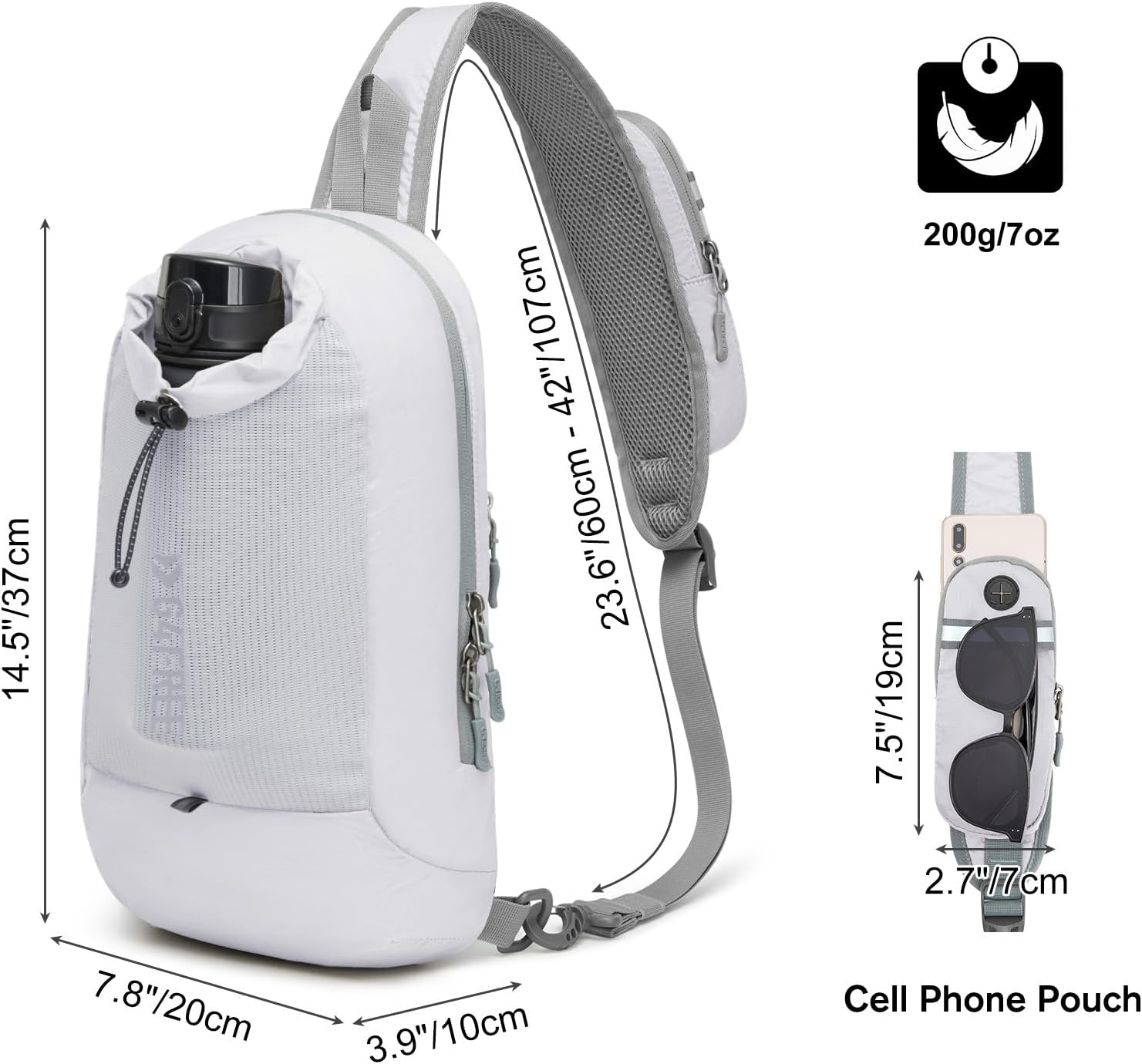 G4Free Sling Bag RFID Blocking Lightweight Crossbody Backpack Chest Shoulder Bag for Travel Sports Running Hiking