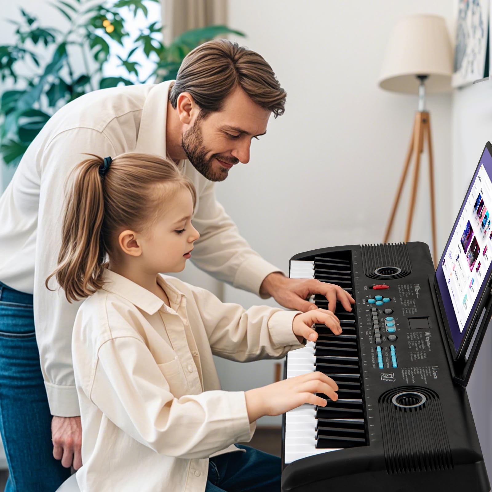 Pianoforte Digitale 61 Tasti Pieghevole, Tastiera Elettronica con Microfono e Leggio, Portatile con Borsa per Principianti (Nero)