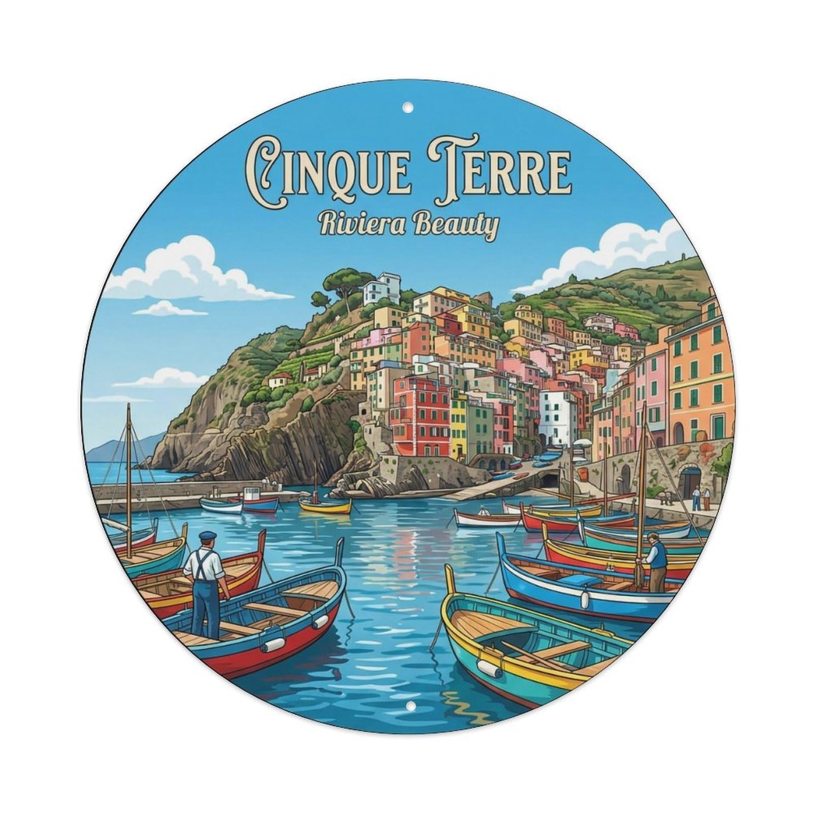 Vintage Travel Cinque Terre Italy Awareness Metal Tin Sign