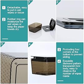 Whiidoom Wipes Dispenser, One-Handed Operation Wipe Holder for Baby & Adult, Seal-Designed Wipes Container for Bathroom Keep Diaper Wipes Fresh (2 Pack Brown)