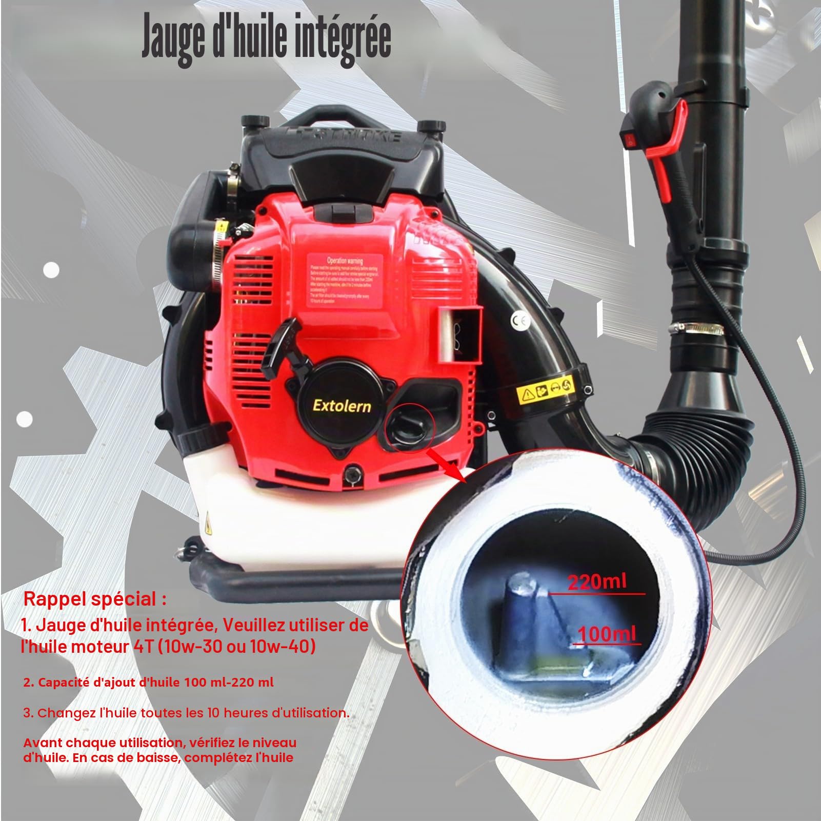 76.5 CC Backpack 4-Stroke Leaf Blower, 51mm Bore, High Performance, Petrol, Air-Cooled Blade Blower, 840 CU.Ft. per Minute, 4 HP, Snow Blower