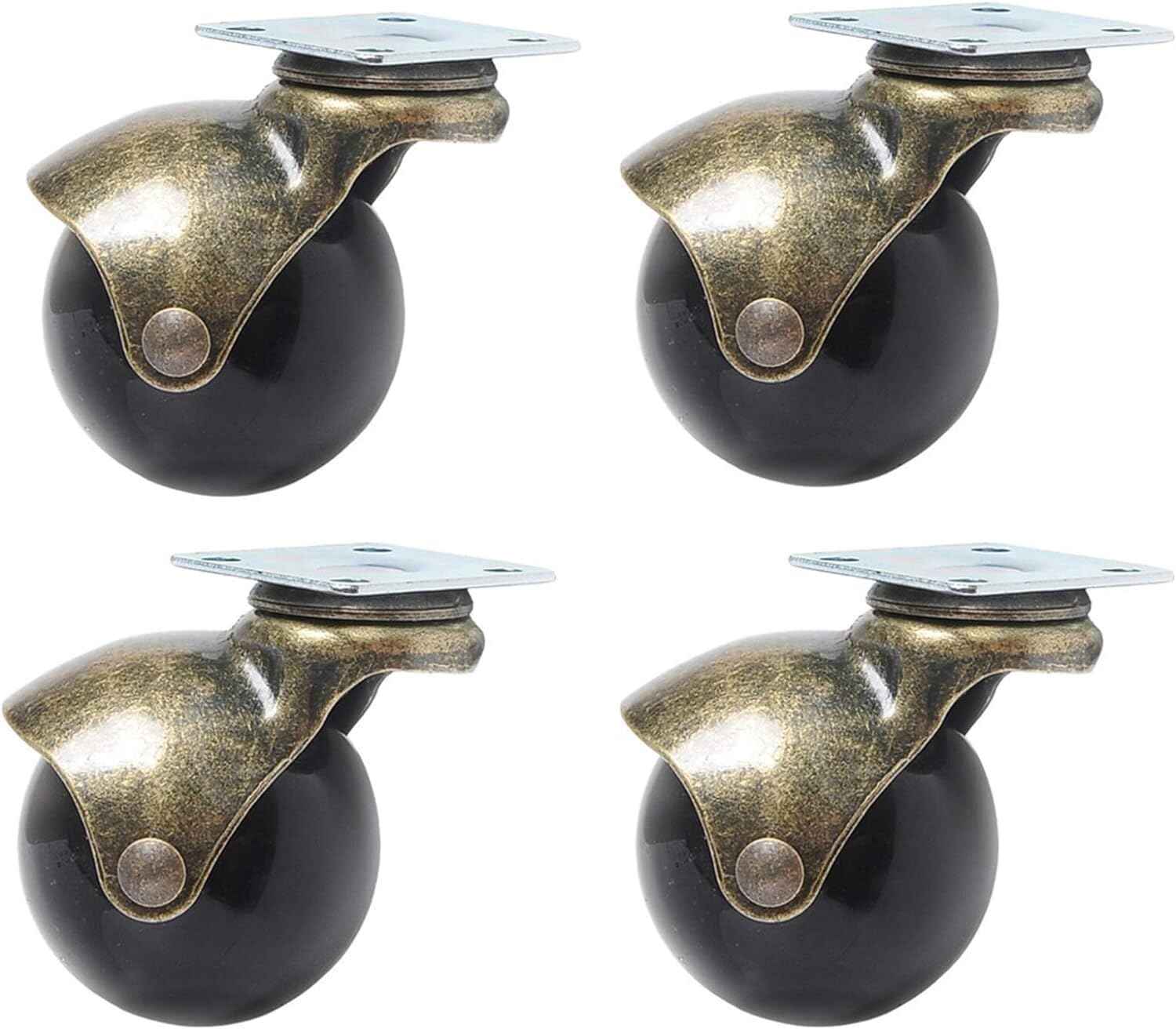 GYRAZXS Furniture Caster Swivel 360 Degree Ballers Plate with Hardwood Floor Protectors Set of 4 Antique Finish