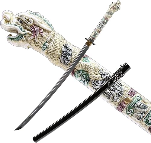 Miniatura 7 de Espada samurái japonesa hecha a mano de cabeza de dragón de hoja de acero para primavera, espada samurái japonesa muy afilada Katana dragón de acero