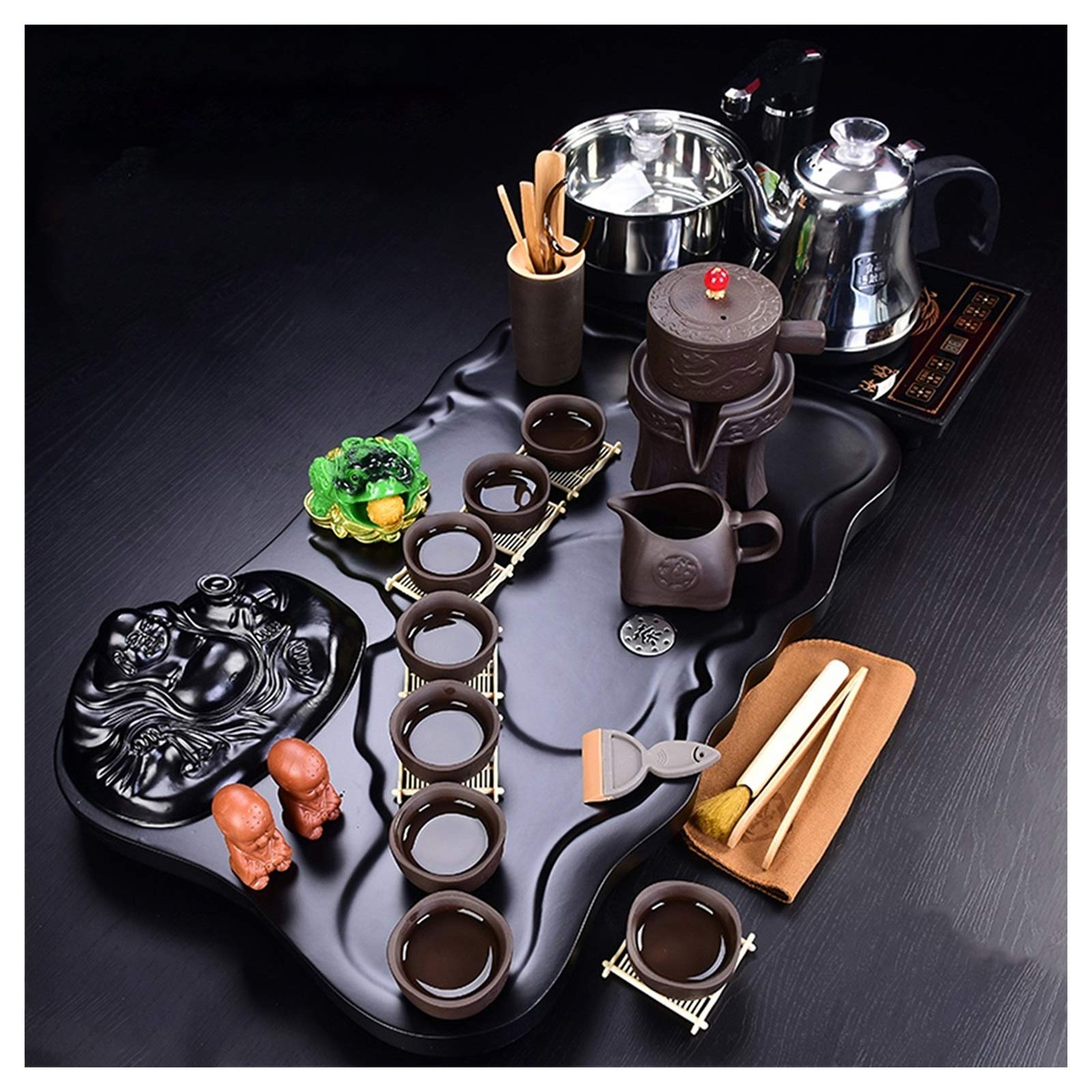 DFGHNBVC Ceramic Tea Set Kung Fu Tea Cup Set With Tea Tray, Fully Automatic Water Heater, Chinese Tea Service For Home And Office Use