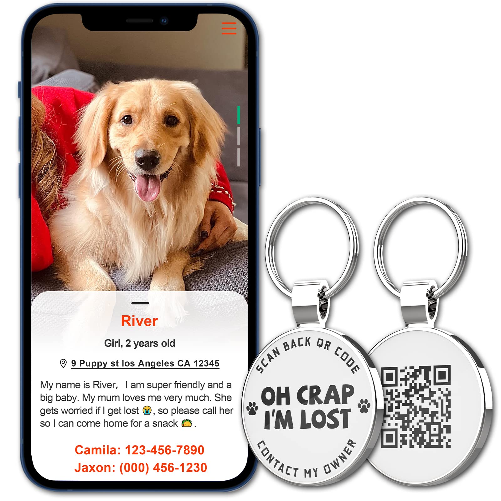 MYLUCKYTAG QR Code Pet ID Tags Dog Tags - Pet Online Profile