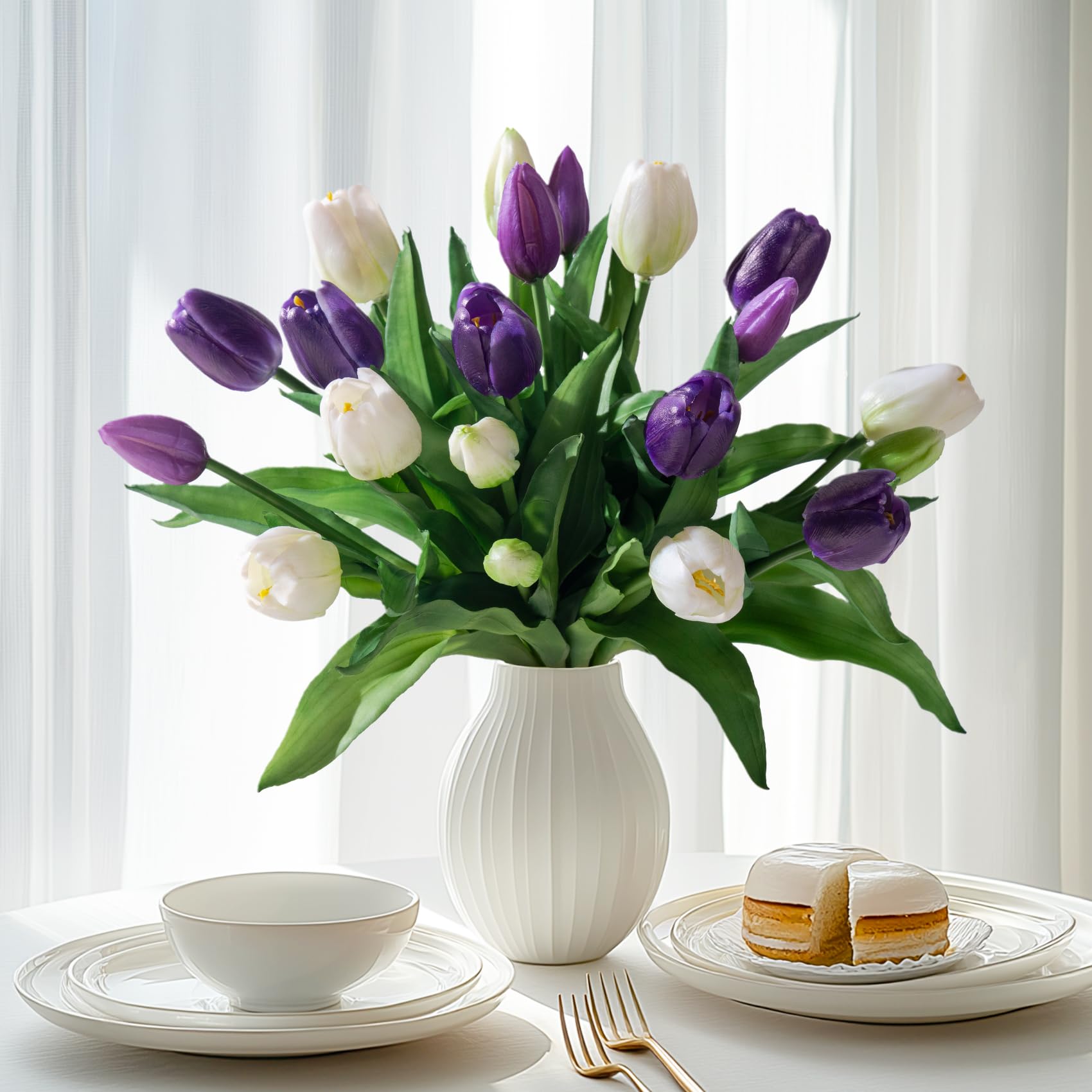 Tulipes artificielles pour décoration maison et mariage (20 pièces)