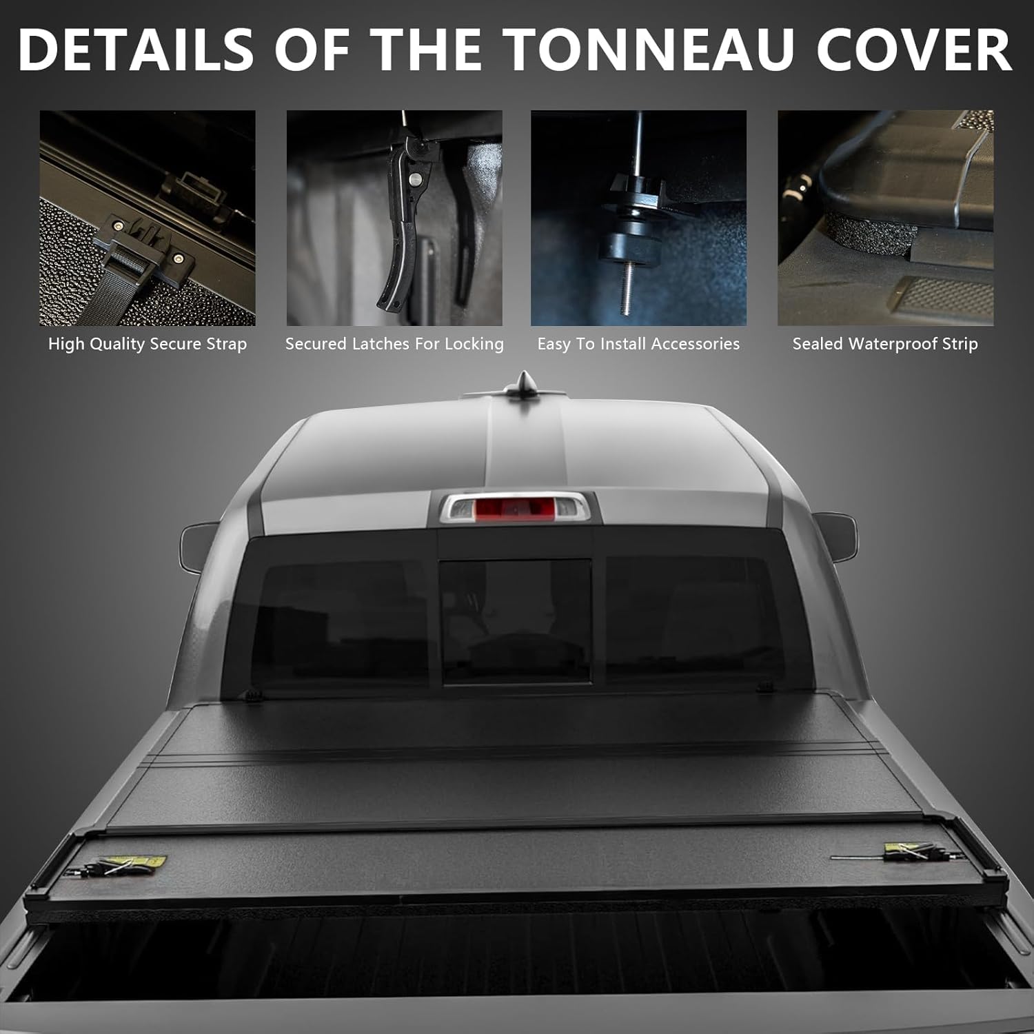Hard Quad-fold Truck Bed Tonneau Cover Compatible with 5.8 FT for 2004-2007 Chevy Silverado/GMC Sierra 1500 (2007 Classic Body) Crew Cab 5.8 FT (68.4") Bed Fleetside