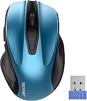 Vista 11 de TECKNET - Mouse inalámbrico y ergonómico de 2.4 GHz, mouse óptico para computadora, PC, Chromebook, Notebook, 6 botones, vida de batería de 24
