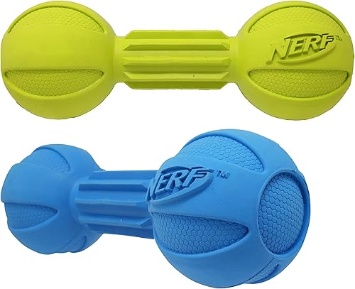 Miniatura 4 de Nerf Dog Juguete masticable para perro, ligero, duradero y resistente al agua, 7.5 pulgadas, para razas medianasgrandes, paquete de dos, azul y