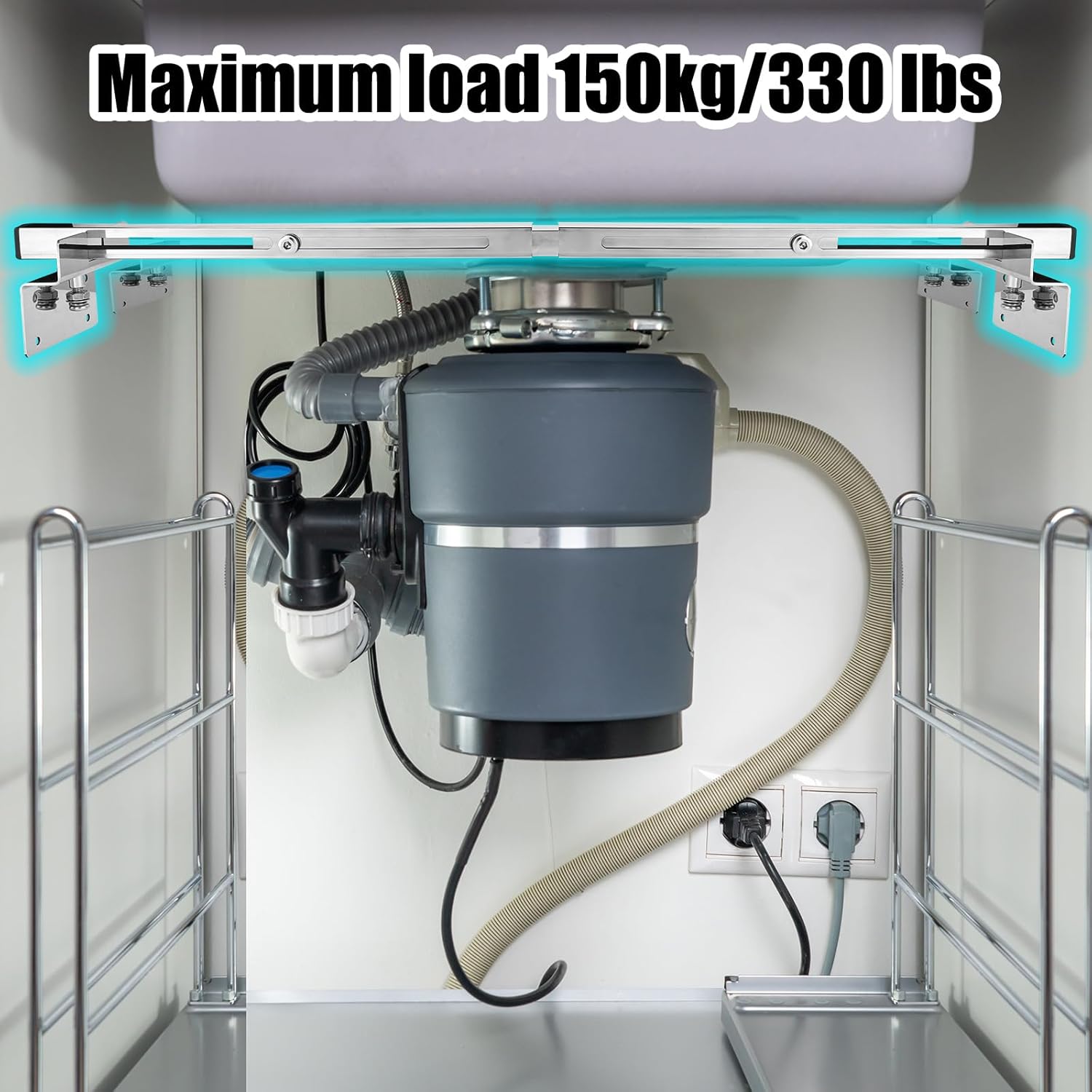 Undermount Sink Brackets, 27"-40" Adjustable Stainless Steel Undermount Sink Support Kitchen Sink Installation Parts Kit for Heavy Duty Kitchen Sinks, Bearing Capacity 330 lb