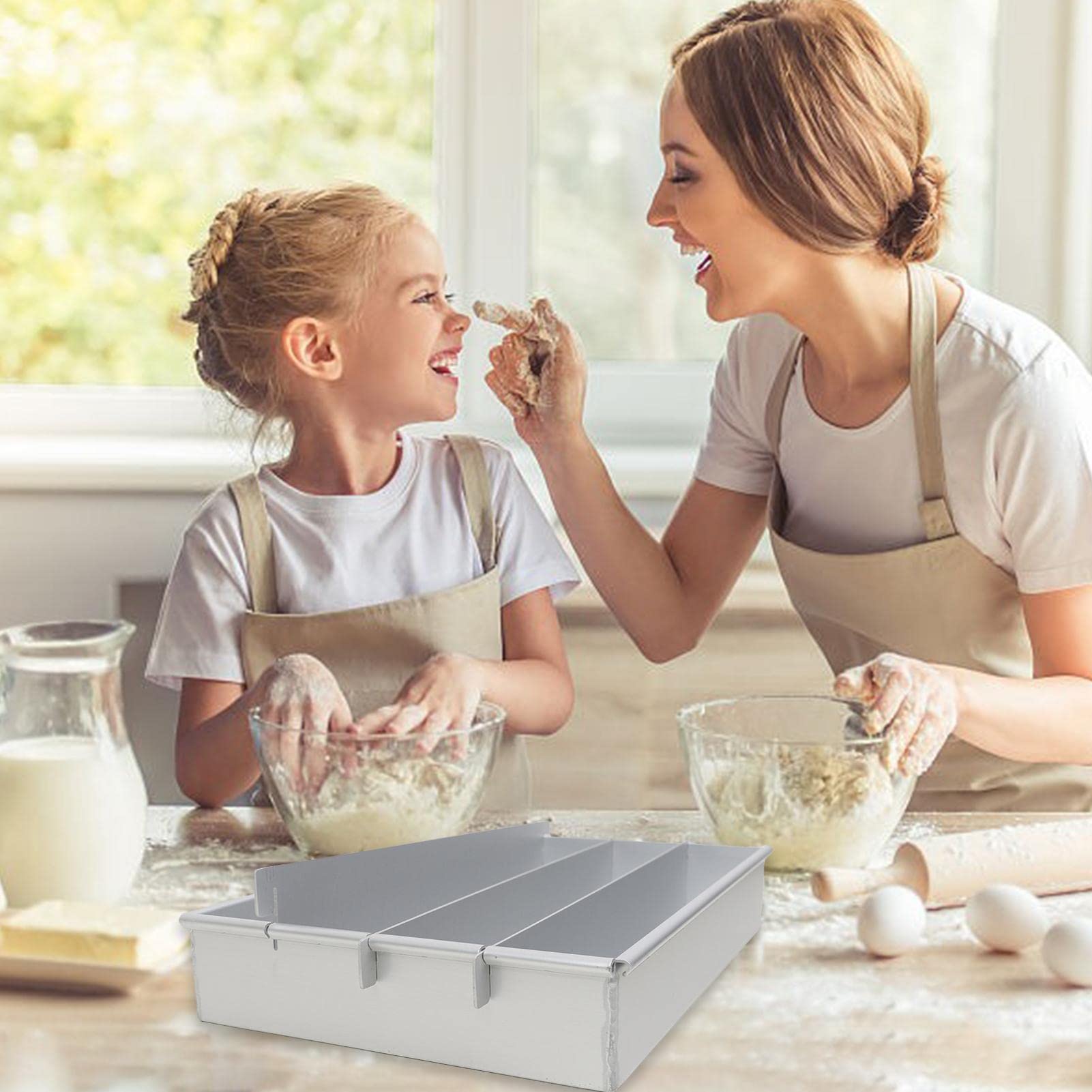 Molde cuadrado ajustable de aluminio para tartas con divisor extraíble, utensilio versátil para brownies y pasteles, antiadherente, fácil liberación para entusiastas de los amantes de los ing
