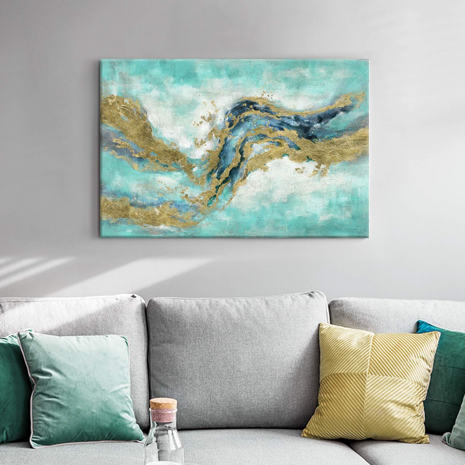 Amazon｜抽象絵画 キャンバス ウォールアート 36x24 ゴールドホイル