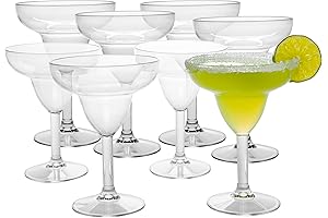 Unbreakable Margarita Glasses in Bulk: 8-Piece Set of Shatterproof Drinkware for Margaritas and More