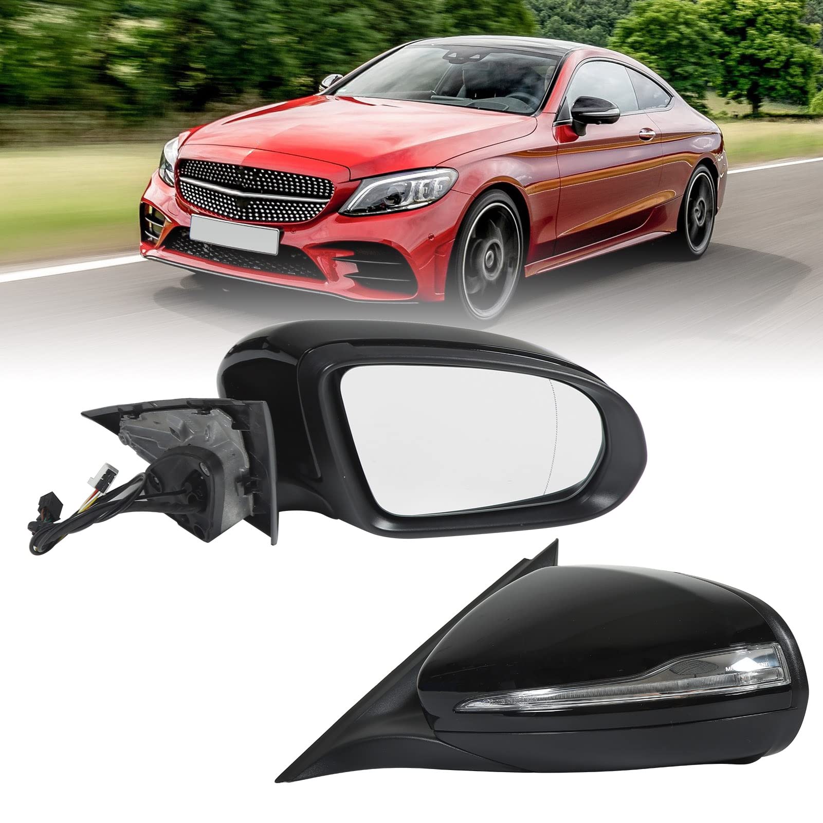 Pour Rétroviseur De Classe C W205, Rétroviseur Extérieur De Voiture Avec Chauffage électrique Pliable 2058109701 Accessoires De Mise à Niveau De Remplacement Pour Classe C W205 2014-2022