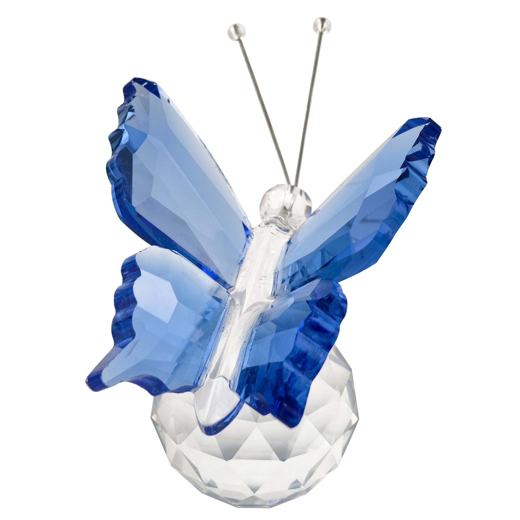 Tingmeibestly Blue Crystal Flying Butterfly With Ball Base Figurine Art Glass Collection Ornament Statue (Blue)