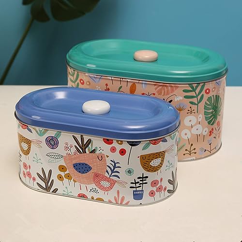 Miniatura 9 de Tarros de lata para galletas, recipientes de almacenamiento de galletas, tarro de galletas para el hogar, cocina, regalos de alimentos, recipientes