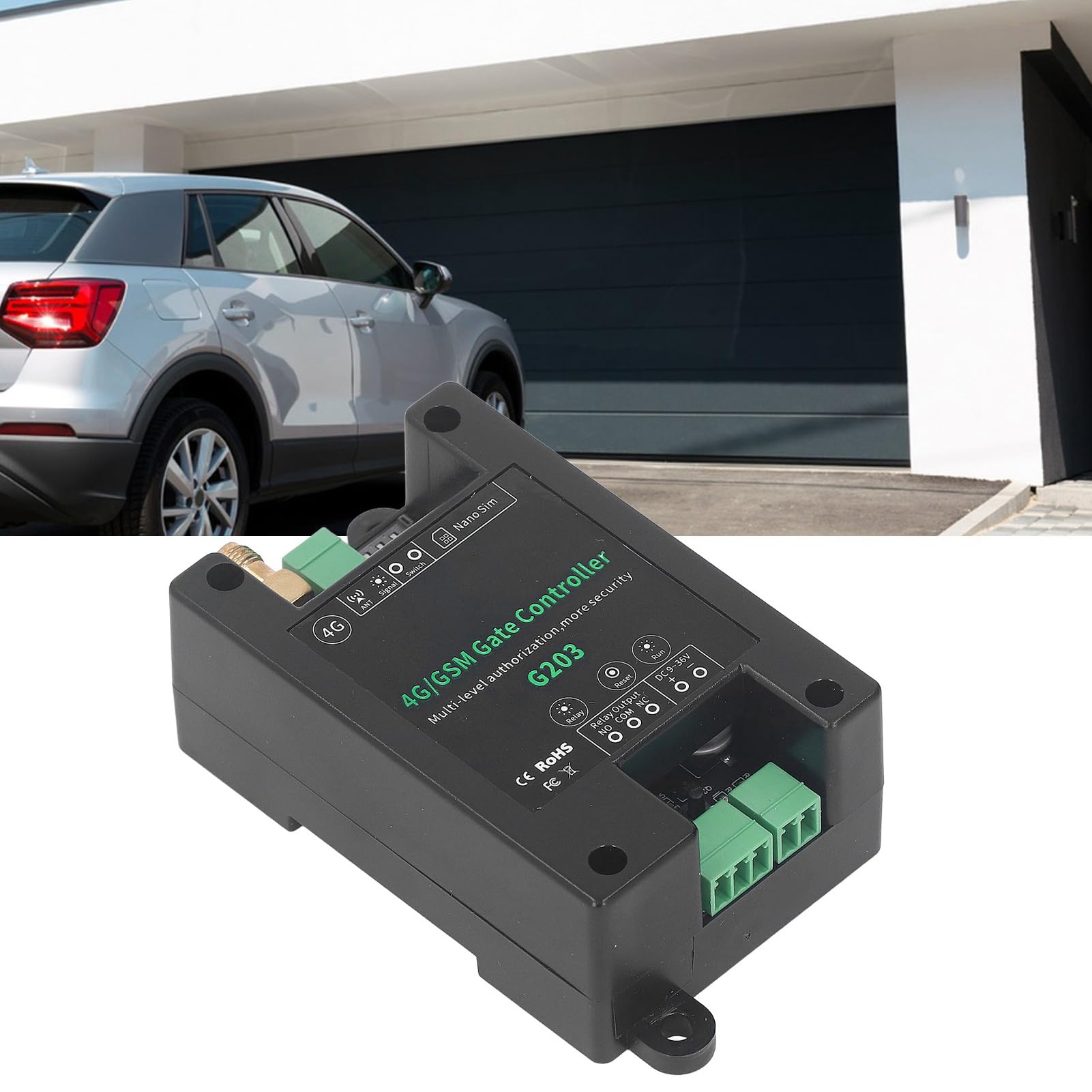 Ouvre-porte GSM, G203 Ouvre-porte GSM avec Télécommande D'accès à La Porte de Garage 3G 4G, DC9‑36V Prise en Charge de La Réinitialisation DuduRedémarrage à Distance pour Ascenseur